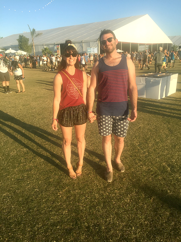 Coachella Outfit - patterned shorts, graphic tank, flower crown, and boyfriend // Nattie on the Road