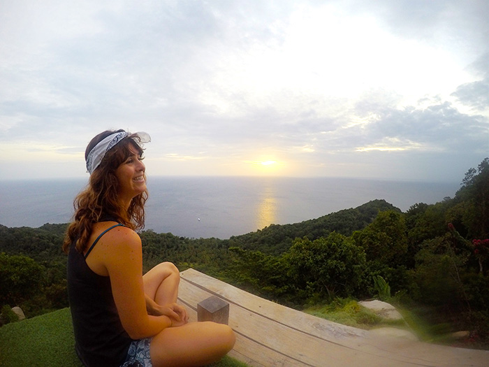 watching the sunrise from the View Bar deck