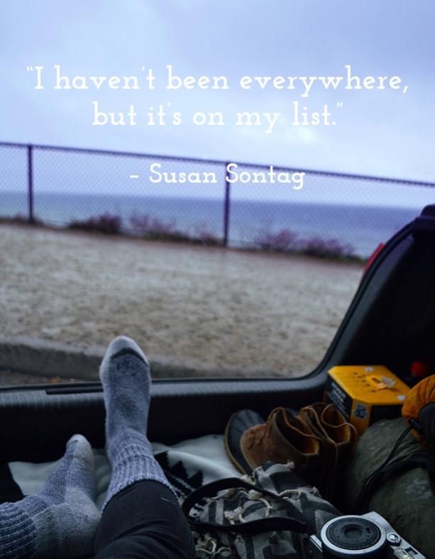 "I haven't been everywhere, but it's on my list" – Susan Sontag