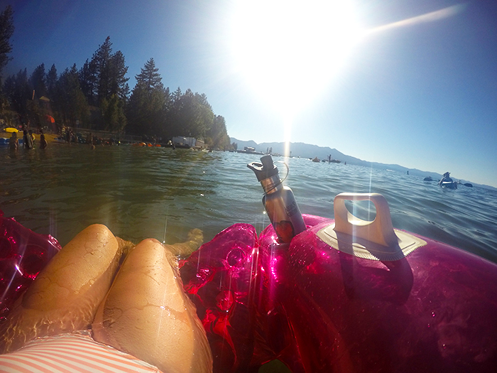 Floating in the lake