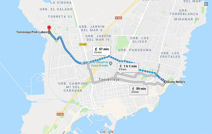 walking map to the pink lake