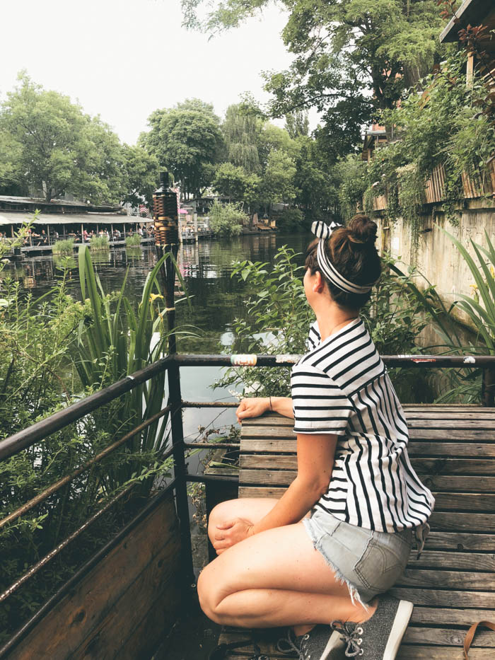 striped tee and shorts