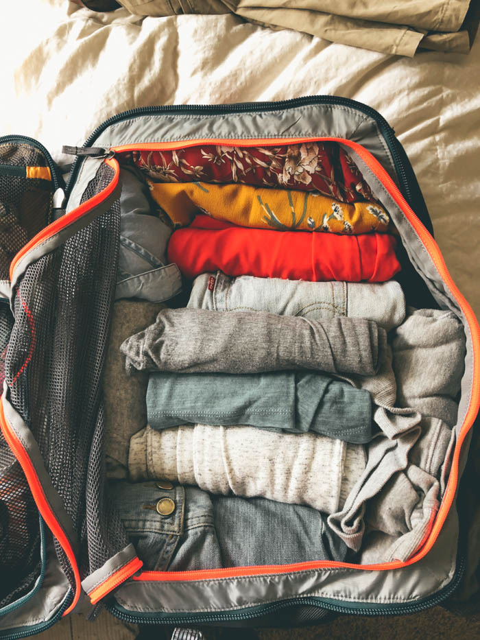 packing light in a backpack