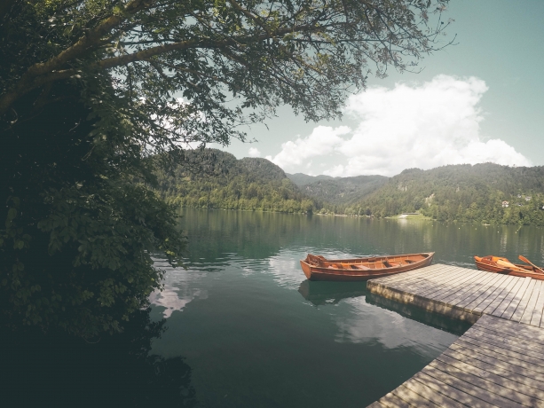 Boating around Lake Bled