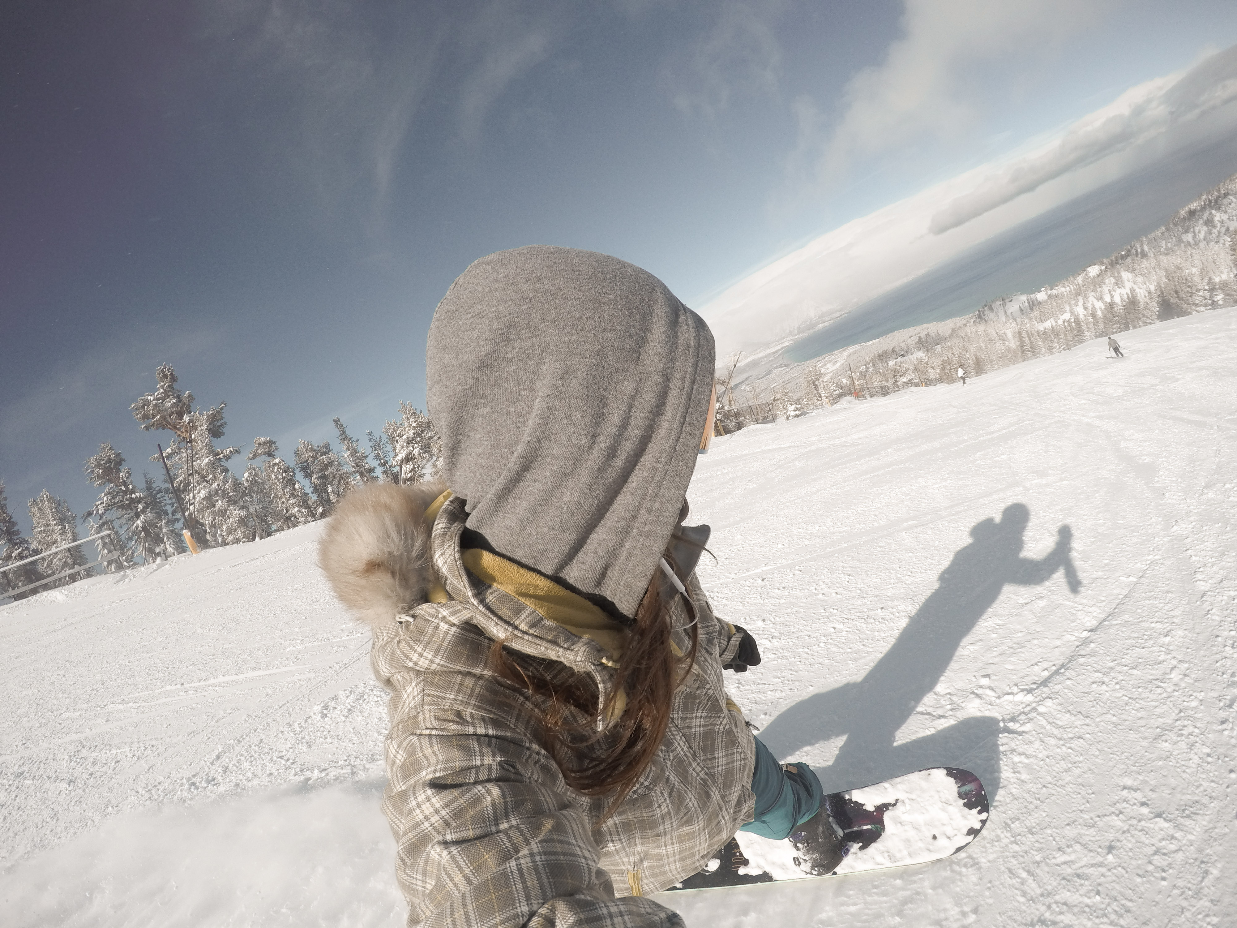 snowboarding with a view