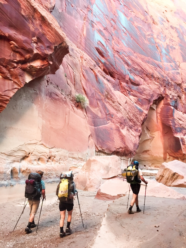hiking in a river canyon